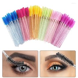 Makeup Brushes 100/200/500Pcs Disposable Mascara Wand Applicator Mini Crystal Handle Eyebrow Eyelash Comb Beauty Set