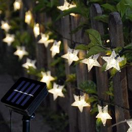 Strings Solar LED Star Curtain Lights Fairy Lamp Lanyard For Home Room Party Festival Decoration Year Christmas Lighting