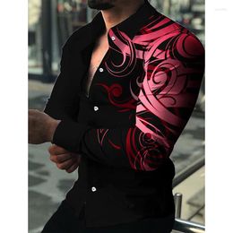 Men's Casual Shirts Men Turn-down Collar Buttoned Shirt Lattice Print Long Sleeve TopsLuxury Social Men's Clothes Club Prom Cardigan