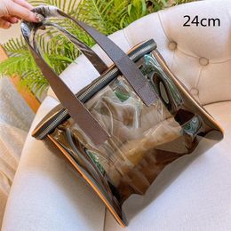 Fashion Designers Clear Cosmetic Bags Jelly Cosmetics Cases Toiletry Kits Luxury Handbags Purses Small Shopping Bag Printed Flower277r