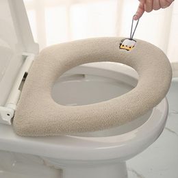 Toilet Seat Covers Universal Cushion Thickened Cover Knitted Warm Protector Removable Washable Household Bathroom Ring