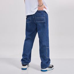 Men's Jeans Baggy Men Loose Straight Cargo Pants 2023 Spring Autumn Fashion Vintage Blue Denim Trousers Travelling Casual Male Clothes
