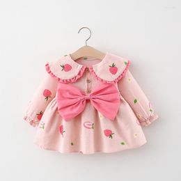 Girl Dresses 2023 Autumn Born Baby Girls Cute Bow Dress For 1st Birthday Princess Toddler Clothes Infant Clothing