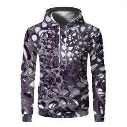 Men's Hoodies 3D Three-dimensional Mesh Hoodie Purple Top Winter Warm Fashion Jacket XXL-XXXL