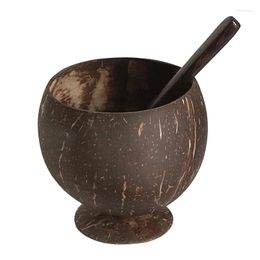 Bowls Natural Coconut Shell Cup Creative Fruit Beer Coffee Cold Drink Wooden Bowl For Tableware Restaurant Kitchen Home Decor