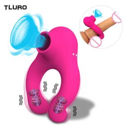 Beauty Items Cock Vibrator Ring for Men Penis Massager Dick Enlarger Sucking Licking Clitoral Stimulation sexy Toys Adult 18