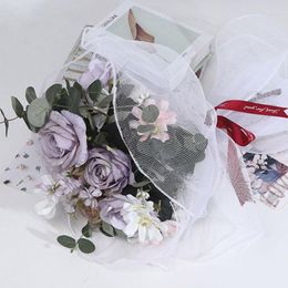 Gift Wrap 10Yard/Roll Floral Bouquet Paper Flower Packaging Gauze Square Grid Hard Net Coarse