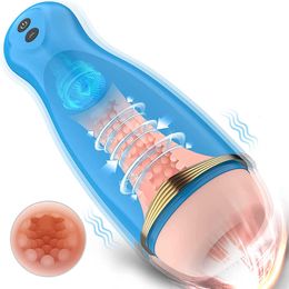 Upgraded Male Masturbator Vagina Real Pussy Pocket Electric Vibration Massage Voice Interact Machine Blowjob Sex Toy for Men