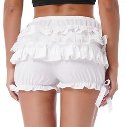 Women's Shorts Womens Bowknot Decor Vintage Victorian Bloomers Frilly Panties Ruffle Knickers Lace Trim Layered Lolita Pumpkin