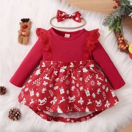 Girl Dresses LAPA Christmas Baby Romper Dress Outfit Toddler Long Sleeve Clothes Born Infant Xmas Children Fashion Costumes