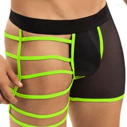 Underpants Foreign Trade Explosions Ice Silk Sexy Men's Underwear Hollow Personality Hip Translucent Boxer Shorts