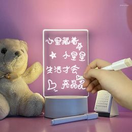Night Lights Transparent Luminous Acrylic Note Board Erasable Write Message LED Table Lamp Ins Creative Desktop Light Memo Prompt