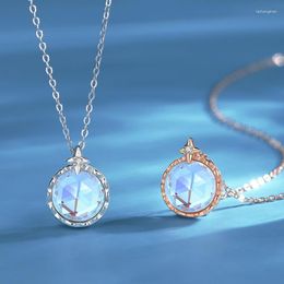 Pendant Necklaces VOQ Silver Color Moonstone Necklace Ladies Temperament Star Clavicle Chain Luxury Jewelry