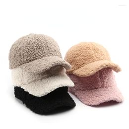 Ball Caps Japanese Women's Autumn And Winter Solid Colour Lamb Wool Warm Ear Protection Baseball Cap Outdoor Men's Casual Hat Gorras