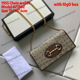 Luxury designer Wallet 1955 gold chain wallet lady Double G Bag coin purse famous Card holder women classic long pocket clutch 6212390