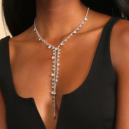 Festive Versatile Fashion Tassle Pendant Sexy Super Shiny Full Diamond Necklace Women's Clavicle Chain Choker