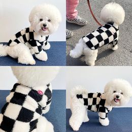 Dog Apparel Pet Clothes Autumn Winter Medium Small Black White Plaid Checkerboard Warm Sweater Kitten Puppy Fashion Pullover Poodle Pug