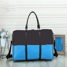 53cm women men bags fashion travel bag duffle bag leather luggage handbags large contrast Colour capacity sport stripe Tote Fitness206L