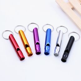 Metal Whistle Keychains Mixed Colour Portable Self Defence Keyrings Accessories Outdoor Camping Survival Mini Tools