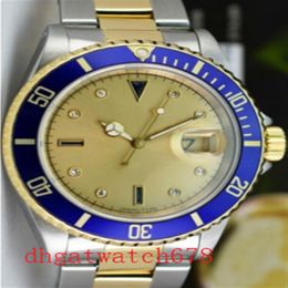 Luxury High Quality Mens Yellow Dial Ceramic Bezel Dial 16613 LB 40mm Watch Men's Gold Auto Date Luxury Men Dive Sapphire Wat284h