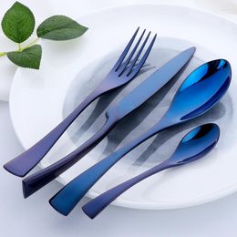 Flatware Sets 16PCS Gold Cutlery Knife Set Stainless Steel El Tableware Steak Knives Forks Spoons Western Dinnerware