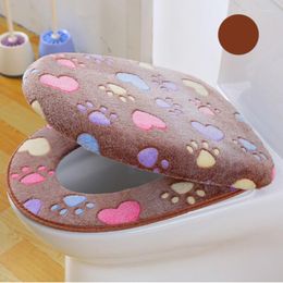 Toilet Seat Covers 2 Sets Thickened Soft Warm Coral Velvet Luxury One-Piece Two-Piece Cover Waterproof Bathroom