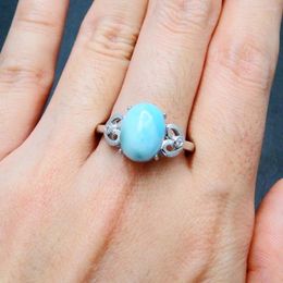 Cluster Rings 5Pcs/Lot 925 Sterling Silver Jewellery Party Anniversary Momen Ring Natural Larimar For Fashion Trendy Style