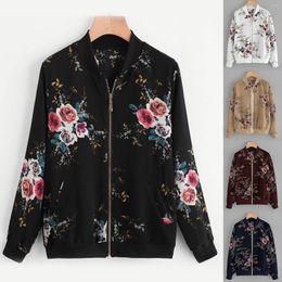 Women's Jackets Winter Hooded Coat Women Womens Crew Neck Retro Floral Printing Zipper Up Jacket Casual Outwear Work Office