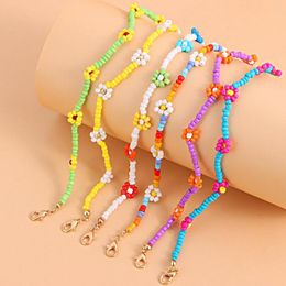 Anklets Meetvii Kpop Small Beads Flower Anklet Bracelet Women Fashion Colourful Seed Chain Charm On The Leg Boho Jewellery