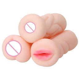 Artificial Vagina Mouth Anal Silicone Oral Sex Fake Pussy Vagine 4D Realistic Male Masturbation Toys for Men