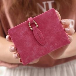 Fashion Wallet Women Short Purses Vintage Leather Ladies Snap Fastener Clutch Wallet Small Matte Women Wallets Female Pur222P