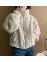 Women's Fur Soft Style Korean Loose Chic Thicken Women Jacket 2023 Warm Fashion Slim Furry Lamb Plush Coat Female Winter Clothes