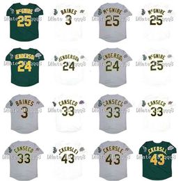 qqq8 C202 1989 Retro 24 Rickey Henderson Jersey 25 Mark 25 McGwire 33 Jose Canseco Dennis 43 Eckersley 3 Harold Baines 1990 Vintage Baseball Jerseys