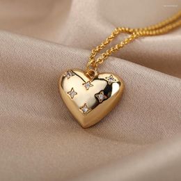 Pendant Necklaces Zircon Heart For Women Stainless Steel Star Necklace Wedding Jewellery Romantic Gift Collier Bijoux Femme 2023