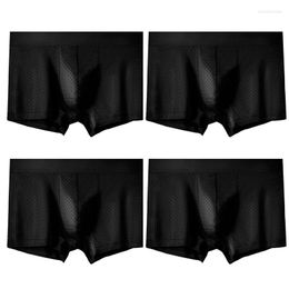 Underpants 4 Pcs/Lot Man Breathable Mesh Undies Soft Comfortable Men Panties Ice Silk Briefs Antibacterial Men's Underwear