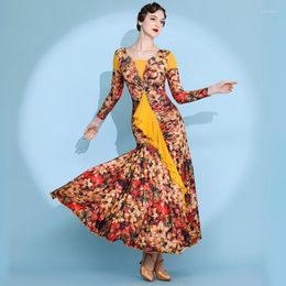 Stage Wear Coming High Quality Fast Delivery Fashion Women Girls Sexy Floral International Standard Ballroom Dance Dress