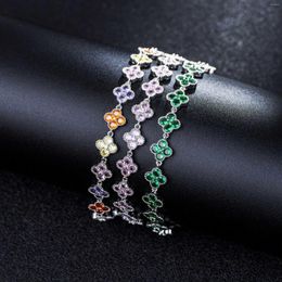 Link Bracelets Lucky Clover Bracelet INS Style Light Luxury Zircon Set Chain For Women