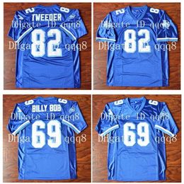 qqq8 69 BILLY BOB Jersey 82 Charlie Tweeder 4 Jonathan Moxon West Canaan Coyotes Varsity Blue football Movie version Jerseys Size S-XXXL