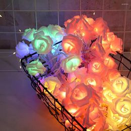 Strings 10/20LED Rose Flower String Lights Artificial Bouquet Garland USB/Battery Operated For Valentine's Day Wedding Party