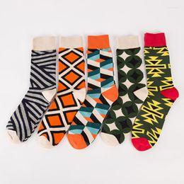 Men's Socks Combed Cotton Harajuku Colorful Happy Funny Long Warm Dress For Male Wedding Christmas Gift