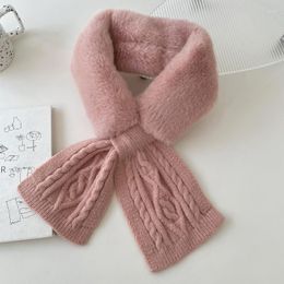 Scarves Scarf Women Luxury Winter Warm Thicken Scarfs Korean Plush Knit Cross Collar Shawl Soft Snood Neck