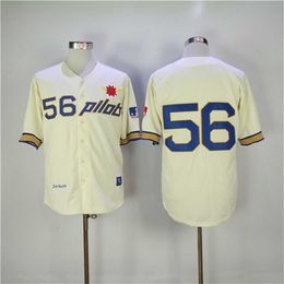 qqq8 C202 1969 Seattle Pilots Jim Bouton Baseball Jersey Retro Cream 56 Jim Bouton Shirts Vintage Cheap Stitched Jerseys