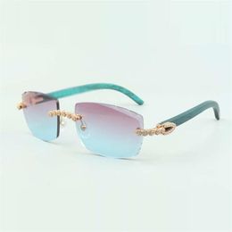 2022 exquisite bouquet diamond sunglasses 3524015 with natural teal wood arms and cut lens 3 0 thickness size 18-135 mm277l