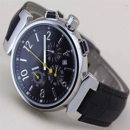 Fashionable and Unique Mens Wristwatch Chronograph Quartz Outdoor Men Watches Watch Black Dial With White Number Markers235P