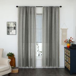Curtain Blackout Curtains For Living Room Bedroom Office Home Decoration Nordic Style Jacquard Cotton Linen Fabric With Tassel