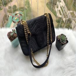 High Quality Marmont Velvet Bags Handbags Women Shoulder Bag Sylvie Handbags Purses Chain Fashion Crossbody Bag 039#265b