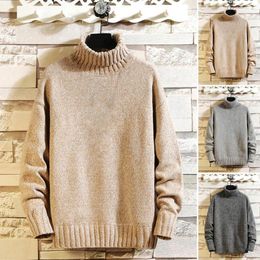 Men's Sweaters Stylish Winter Sweater High Collar Elastic Autumn Turtleneck Loose For Daily Wear