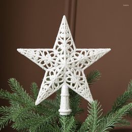 Christmas Decorations Hollow White Glitter Tree Top Star 2023 For Home Novelty Year Xmas Ornaments Arrangemen