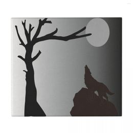 Table Mats Kitchen Dish Drying Mat Wolf Under Moonlight Washable Counter Pad Absorbent Drainer 16"x18"