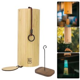 Decorative Figurines Chord Music Chimes Windbell Bamboo Wind Boho Windchime Outdoor Home Patio Garden Decoration Handmade Wooden Natural